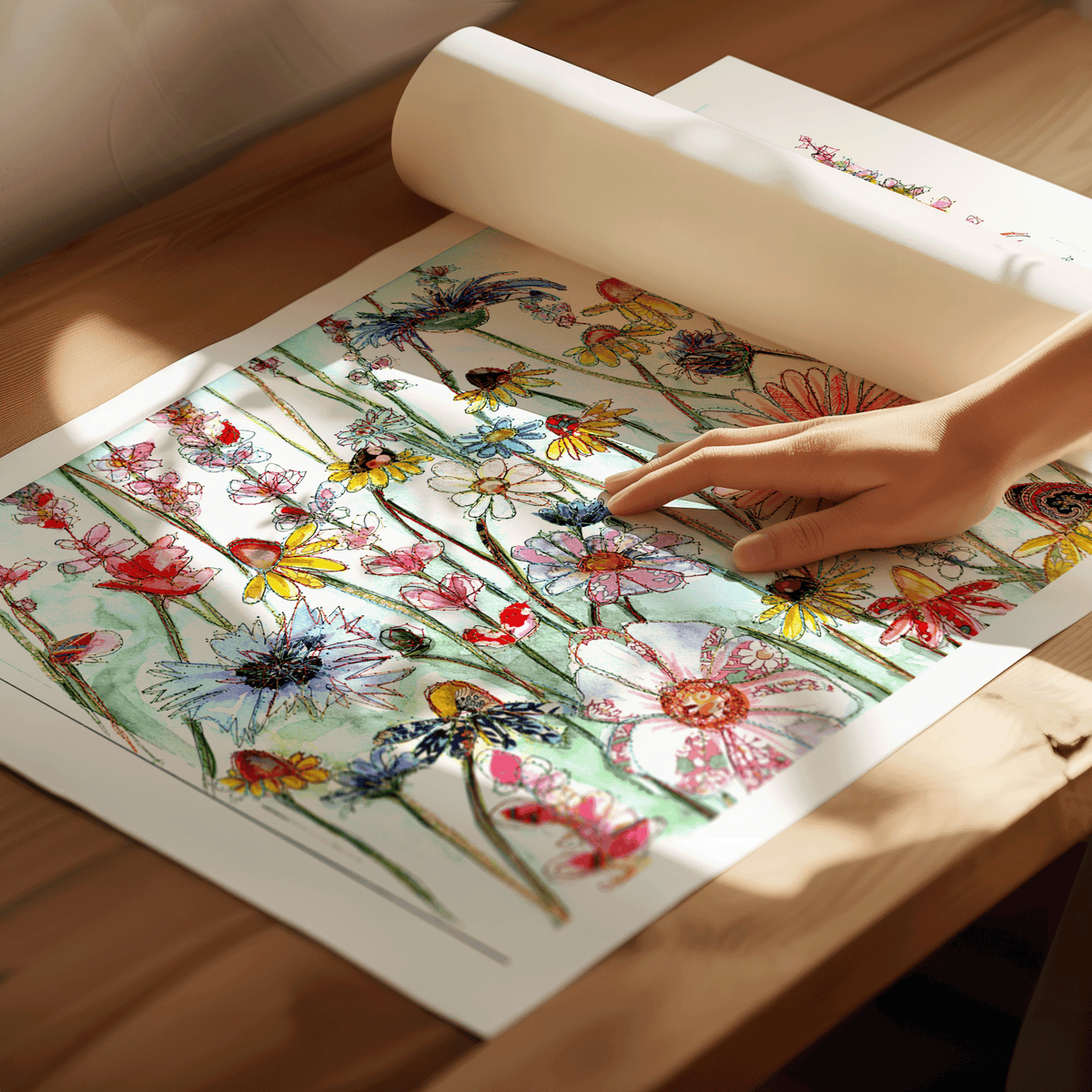 Wildflowers print, detail
