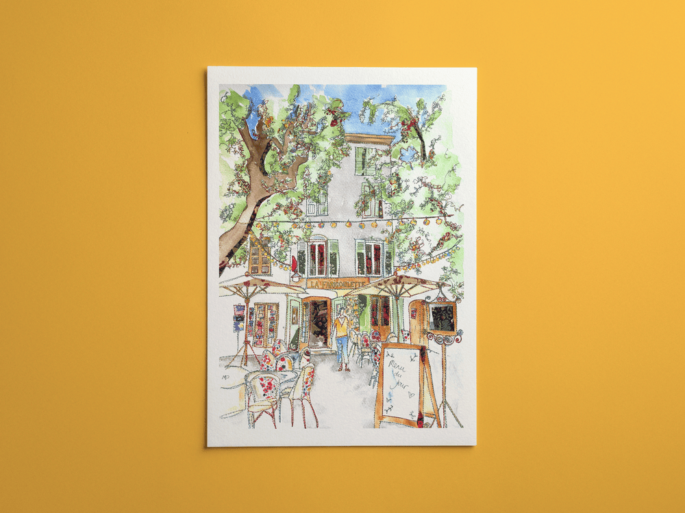 Farigolette print, framed on a wall