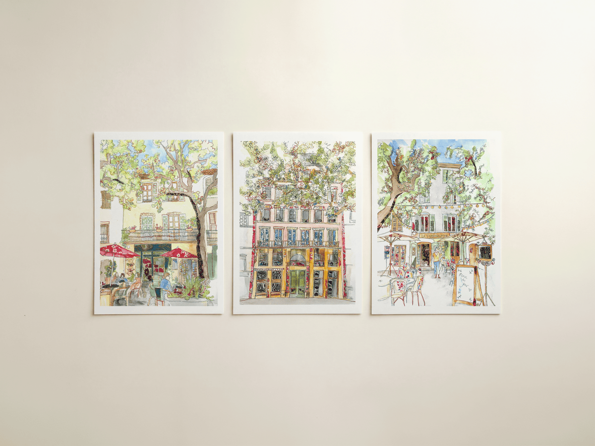 Three French prints as a set of three
