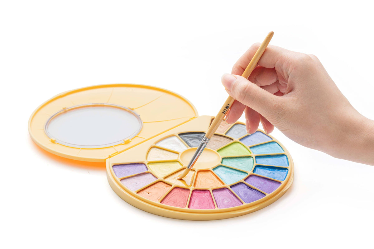 HIMI Semi-Moist Watercolour Set - 24 Colours in Pans + Brush