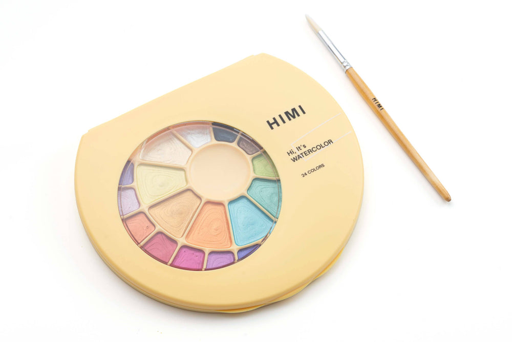 HIMI Semi-Moist Watercolour Set - 24 Colours in Pans + Brush
