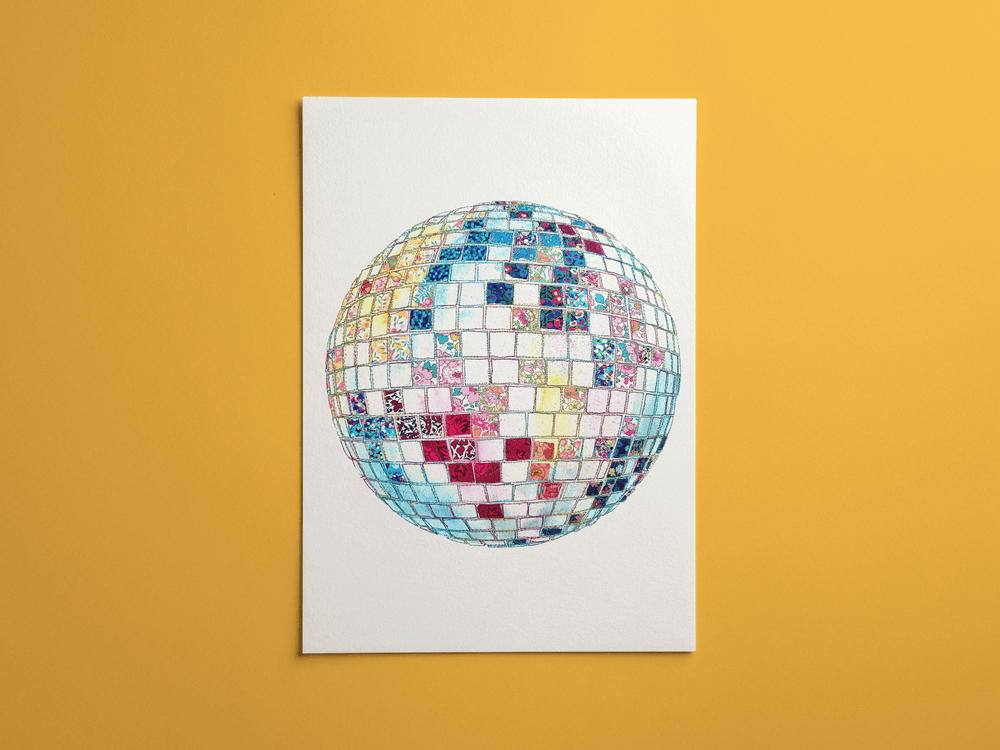 Disco Ball print, framed on a wall
