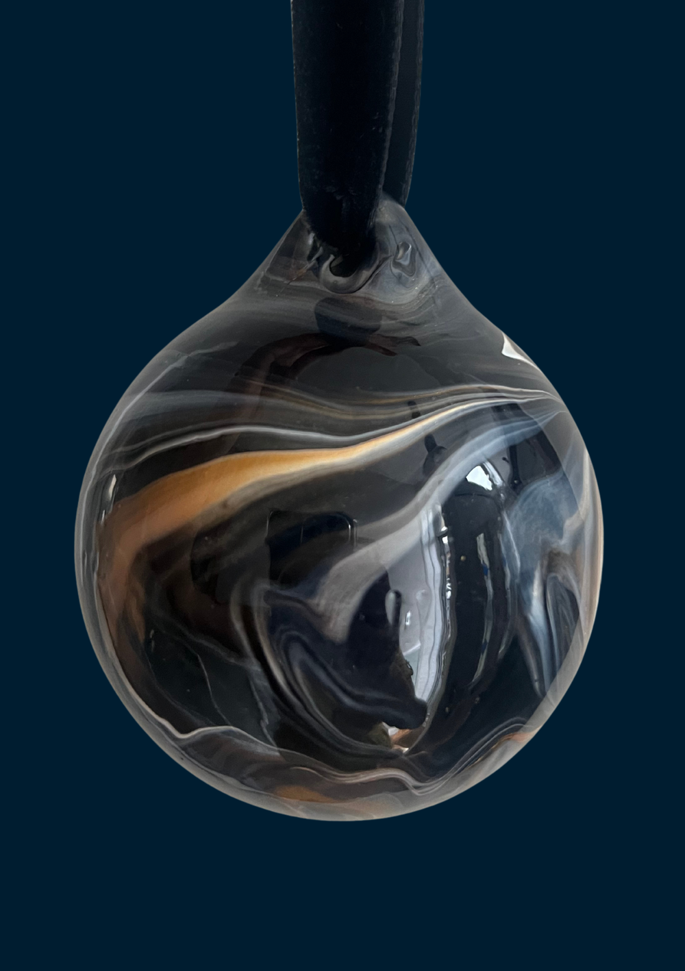 Ashleigh Weller hand-painted bauble, Galaxy Collection, Black Pearl