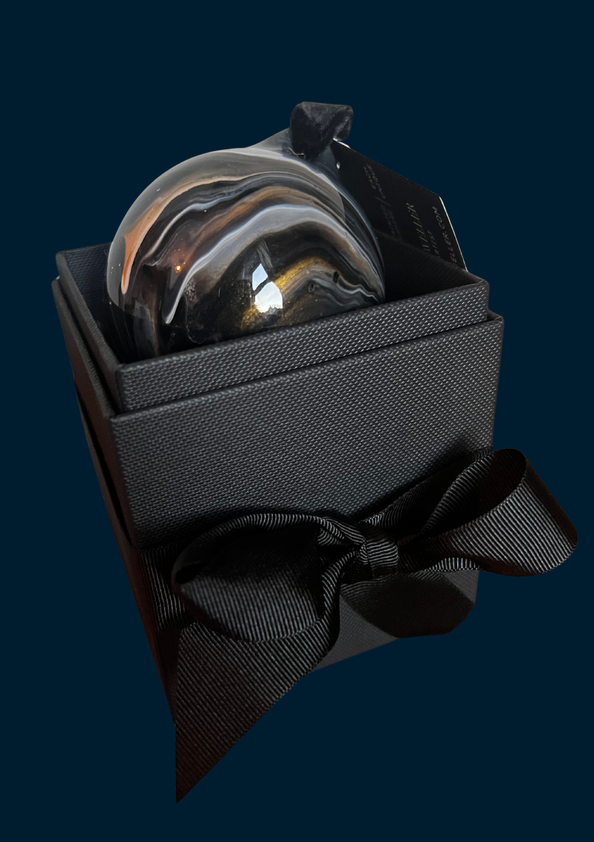 Ashleigh Weller hand-painted bauble, Galaxy Collection, Black Pearl, second view