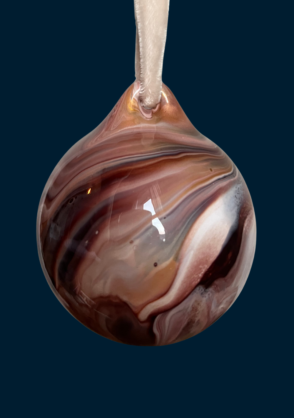 Ashleigh Weller hand-painted bauble, Galaxy Collection, Champagne Earth