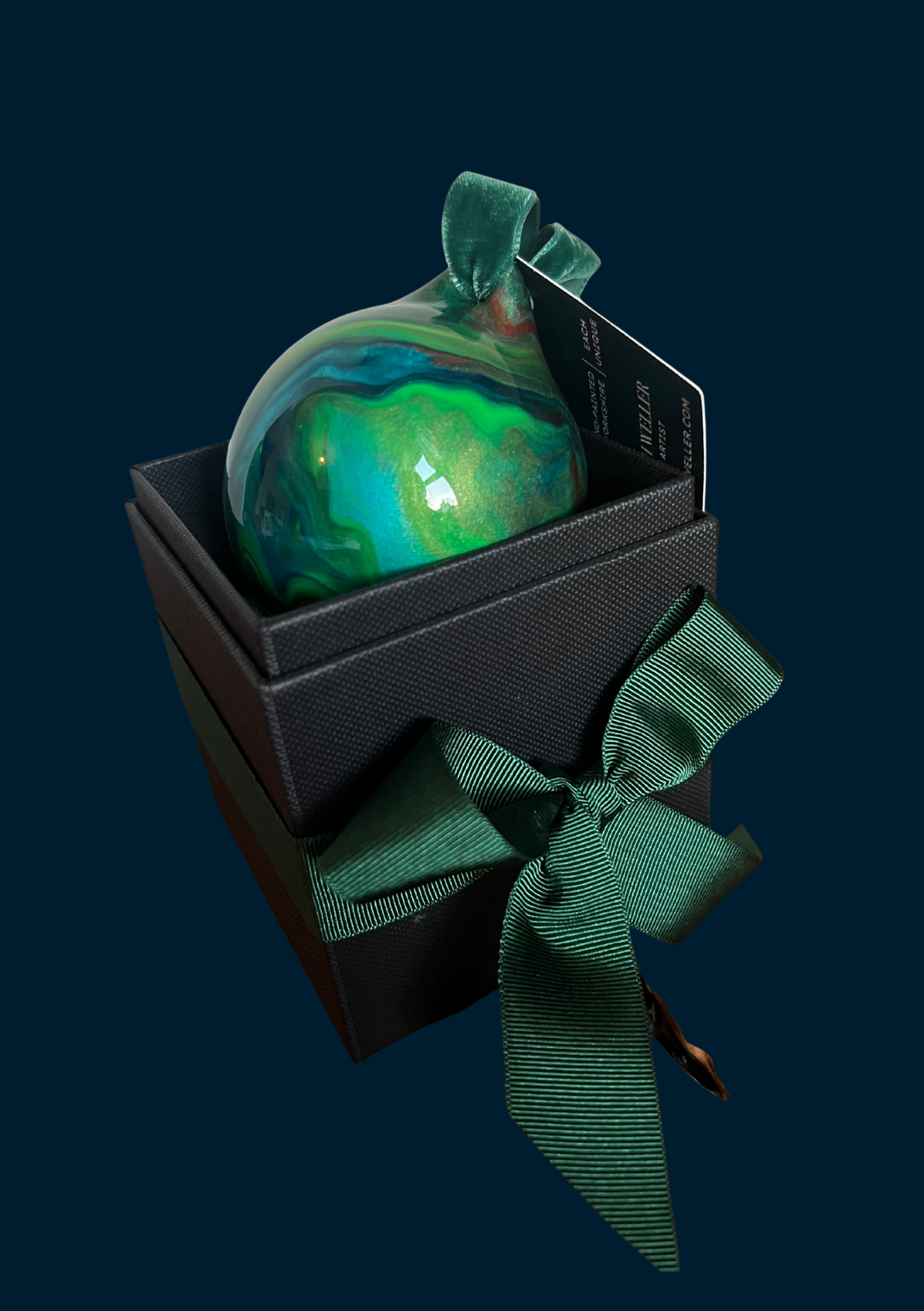 Ashleigh Weller hand-painted bauble, Galaxy Collection, Enchanted Pine, second view
