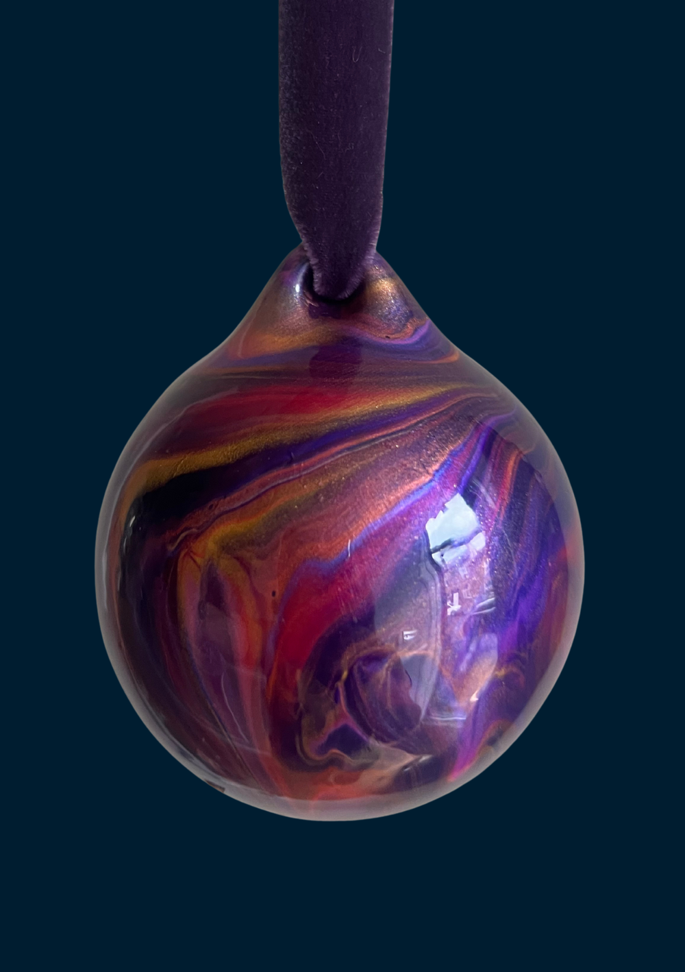 Ashleigh Weller hand-painted bauble, Galaxy Collection, Midnight Velvet