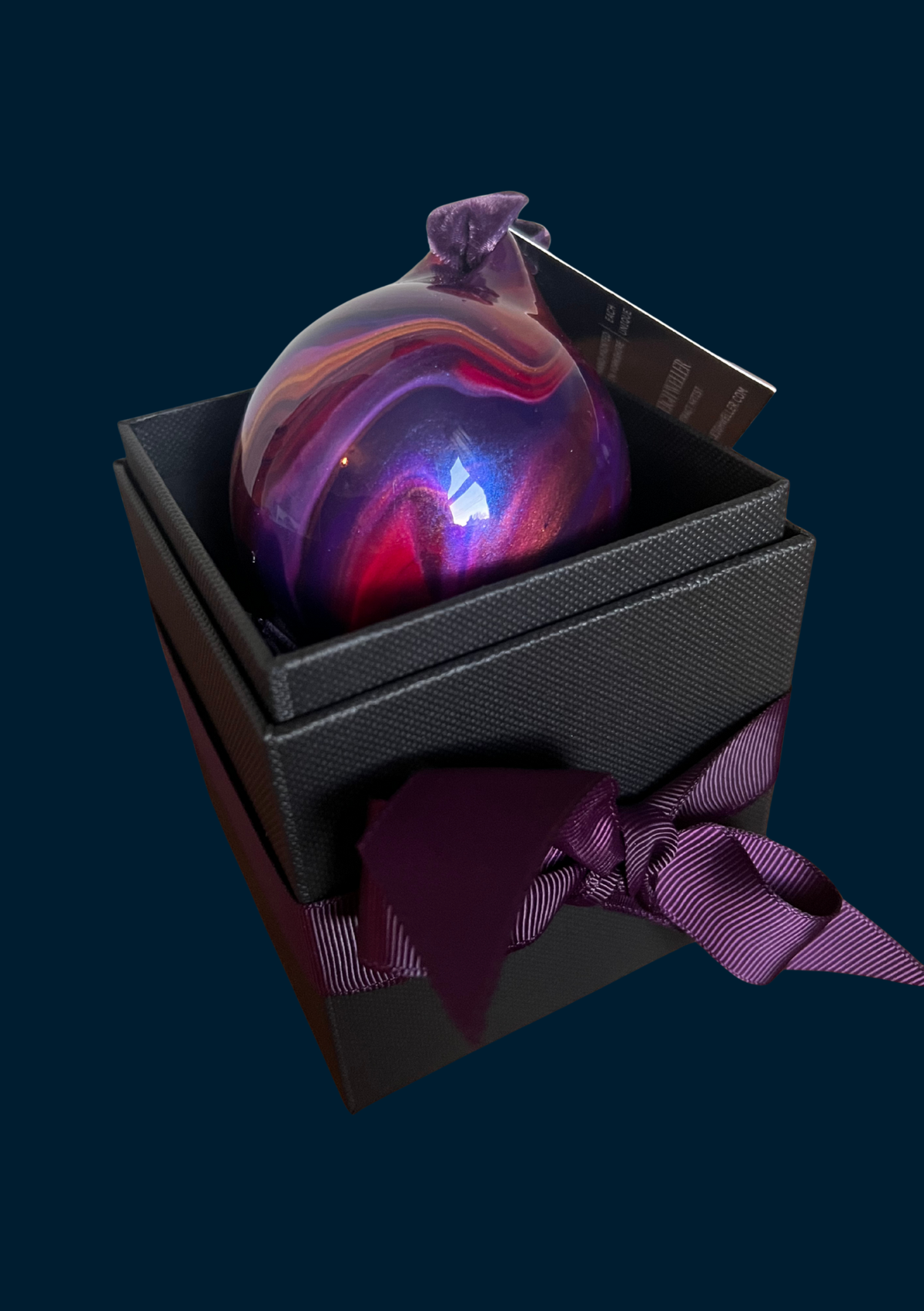 Ashleigh Weller hand-painted bauble, Galaxy Collection, Midnight Velvet, second view