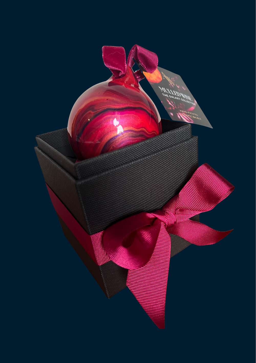 Ashleigh Weller hand-painted bauble, Galaxy Collection, Mulled Wine