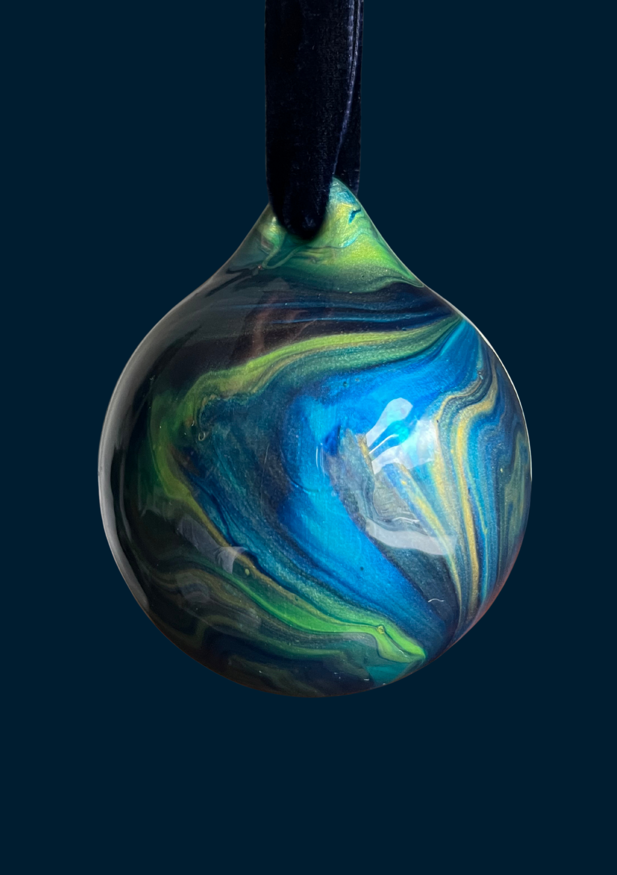 Ashleigh Weller hand-painted bauble, Galaxy Collection, Northern Lights, second view
