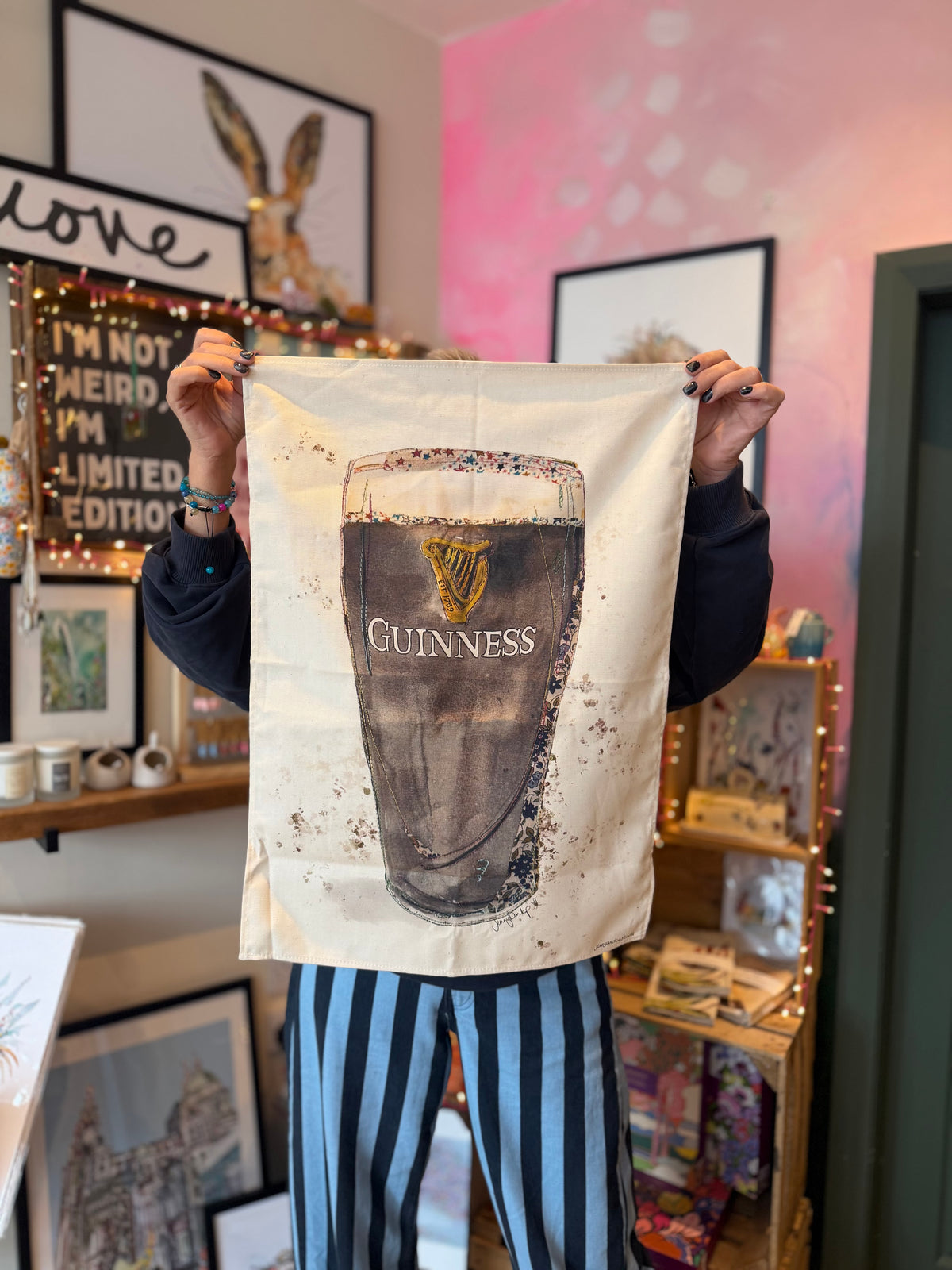 Irish Pint organic cotton tea towel by Jenny Dunlop