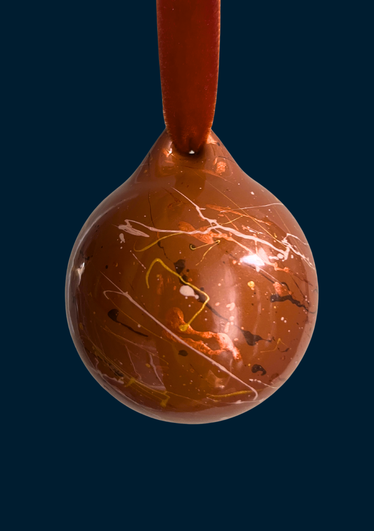 Ashleigh Weller hand-painted bauble, Jewel Collection, Burnt Amber, second view