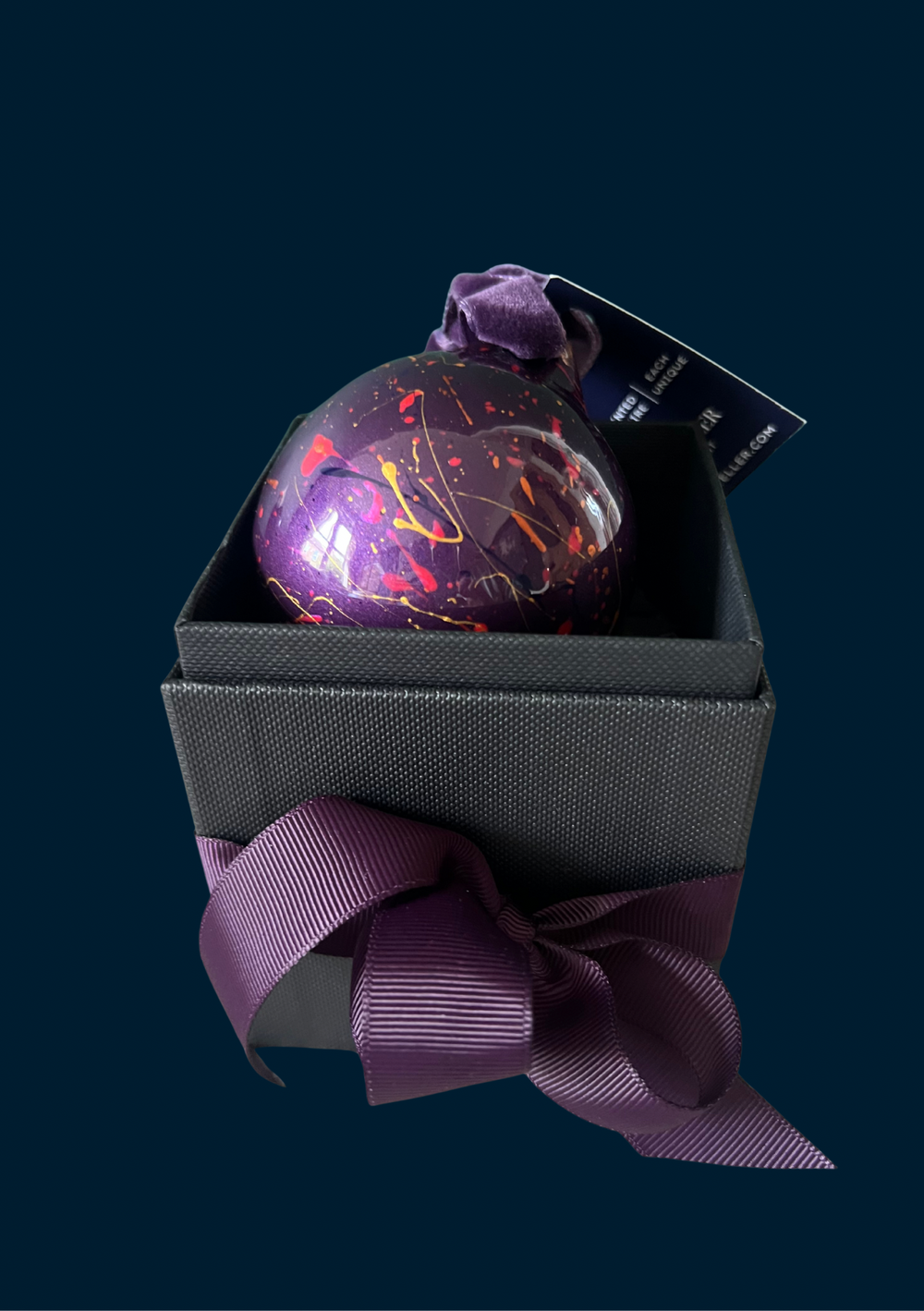 Ashleigh Weller hand-painted bauble, Jewel Collection, Deep Amethyst