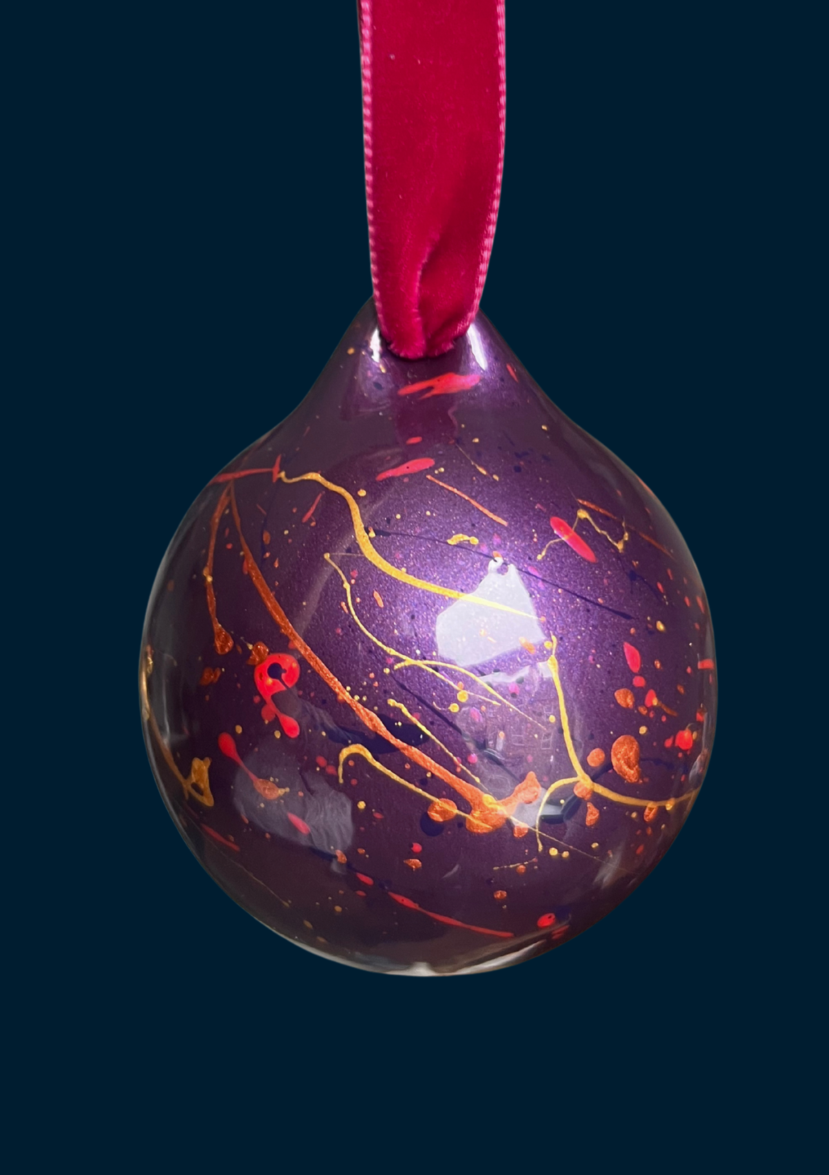 Ashleigh Weller hand-painted bauble, Jewel Collection, Deep Amethyst, second view