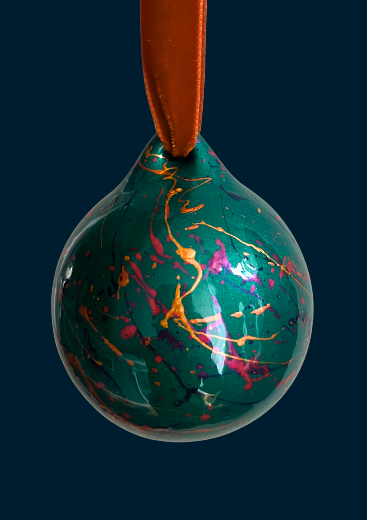 Ashleigh Weller hand-painted bauble, Jewel Collection, Emerald Forest, second view