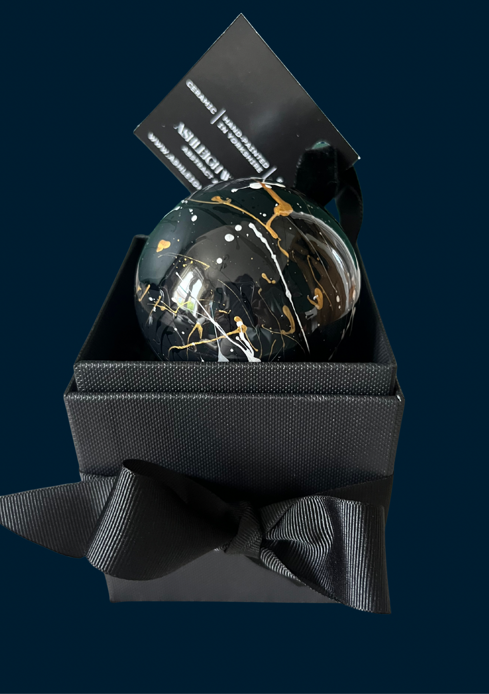 Ashleigh Weller hand-painted bauble, Jewel Collection, Golden Onyx
