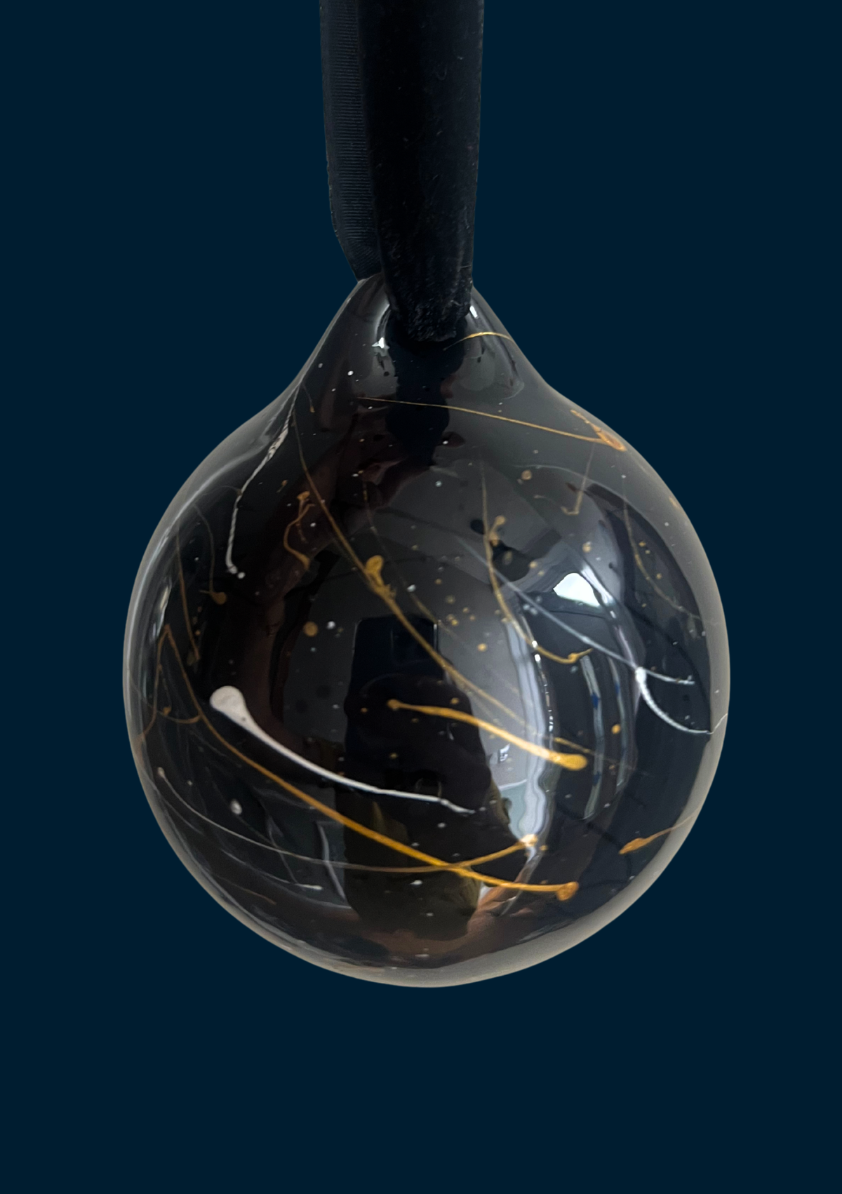 Ashleigh Weller hand-painted bauble, Jewel Collection, Golden Onyx, second view