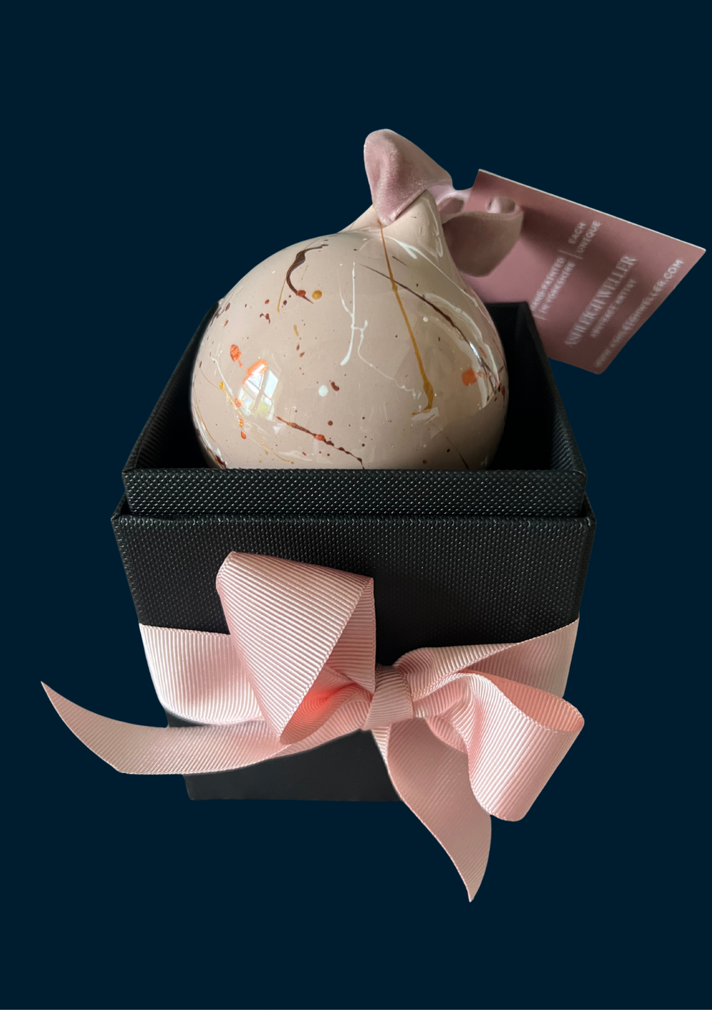 Ashleigh Weller hand-painted bauble, Jewel Collection, Rose Quartz
