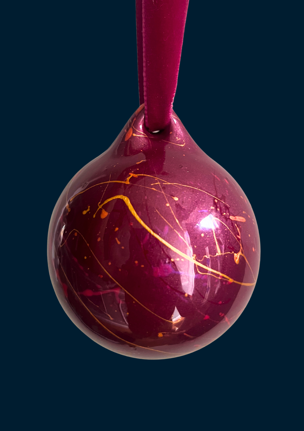 Ashleigh Weller hand-painted bauble, Jewel Collection, Ruby Dawn