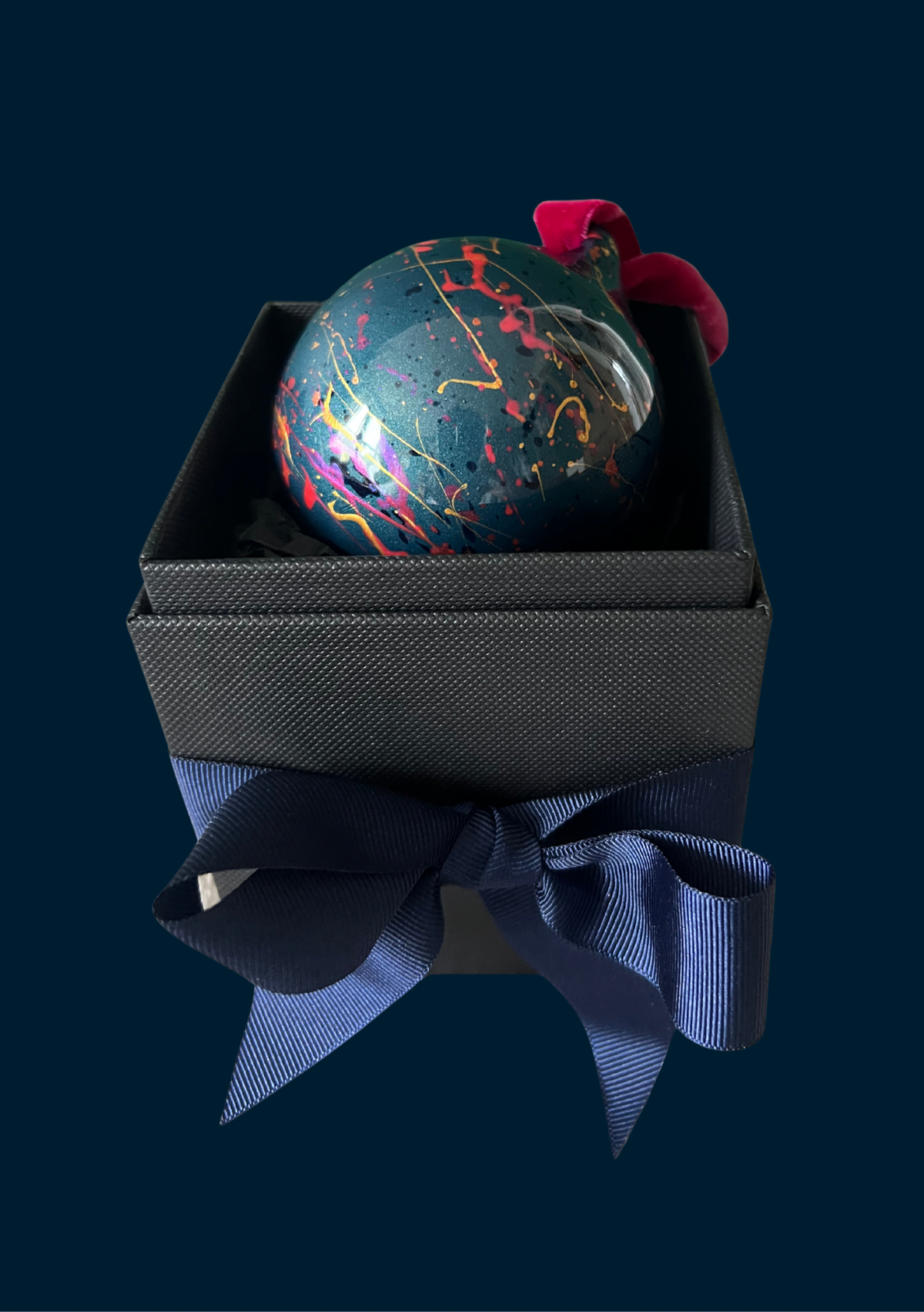 Ashleigh Weller hand-painted bauble, Jewel Collection, Sapphire Skies