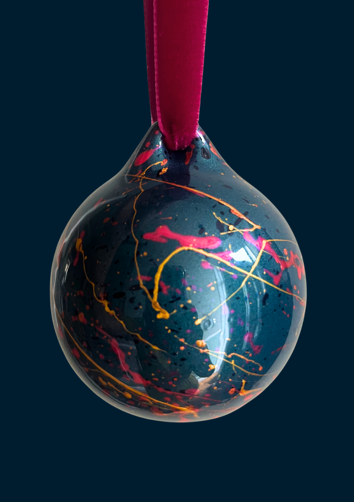 Ashleigh Weller hand-painted bauble, Jewel Collection, Sapphire Skies, second view