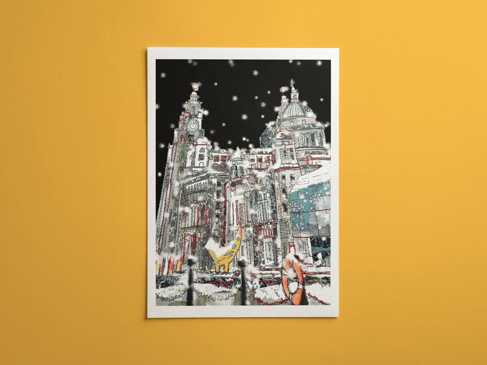 Liverpool in the Snow print