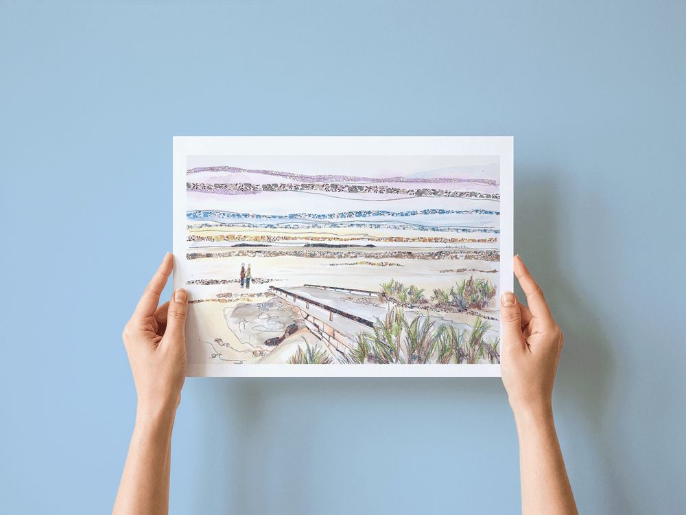Red Rocks print, framed on a wall