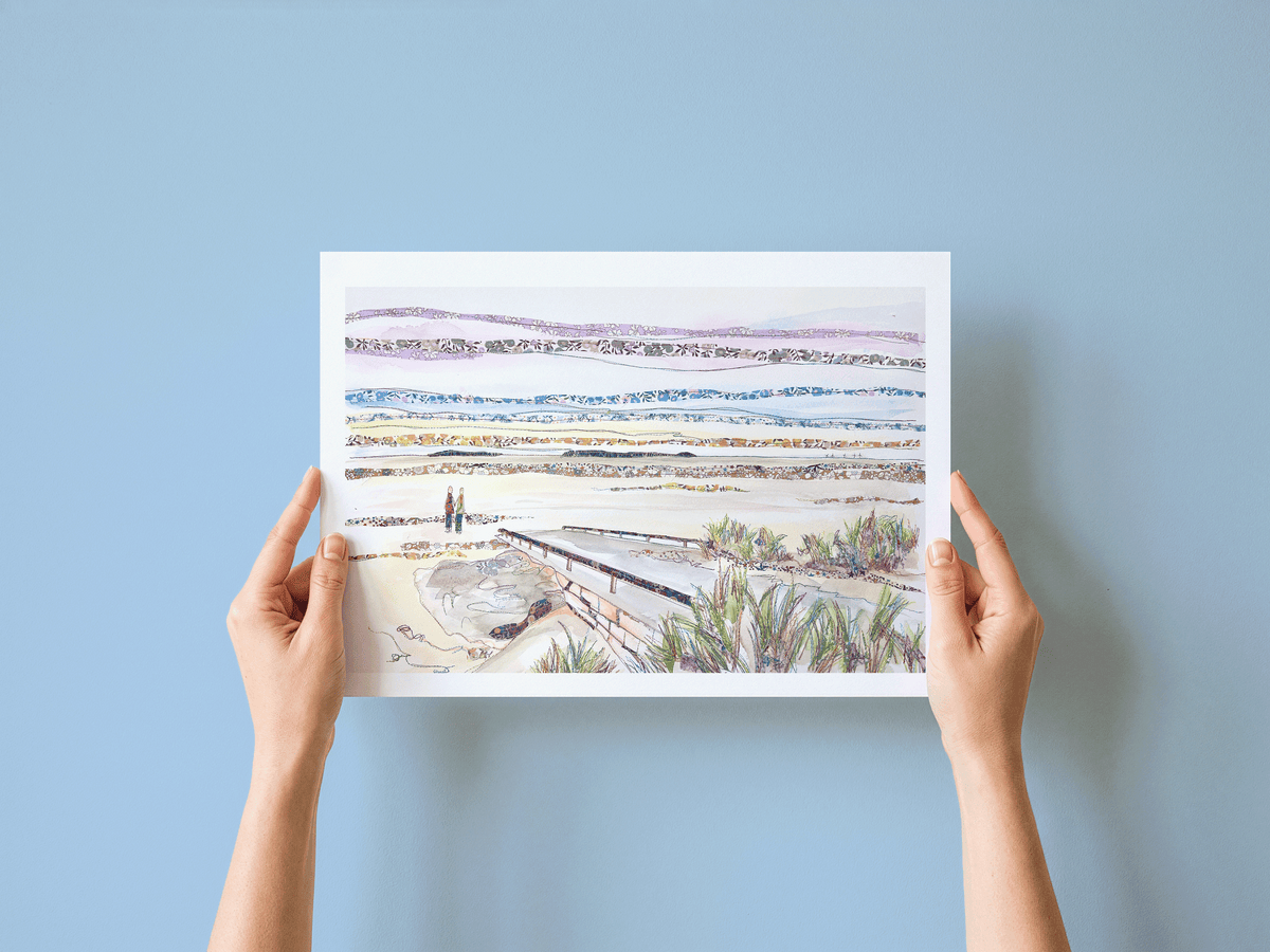 Red Rocks print, framed on a wall
