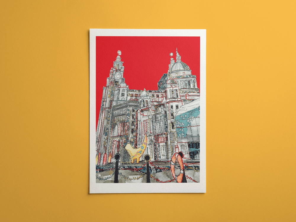 Liverpool Waterfront, Red Sky print
