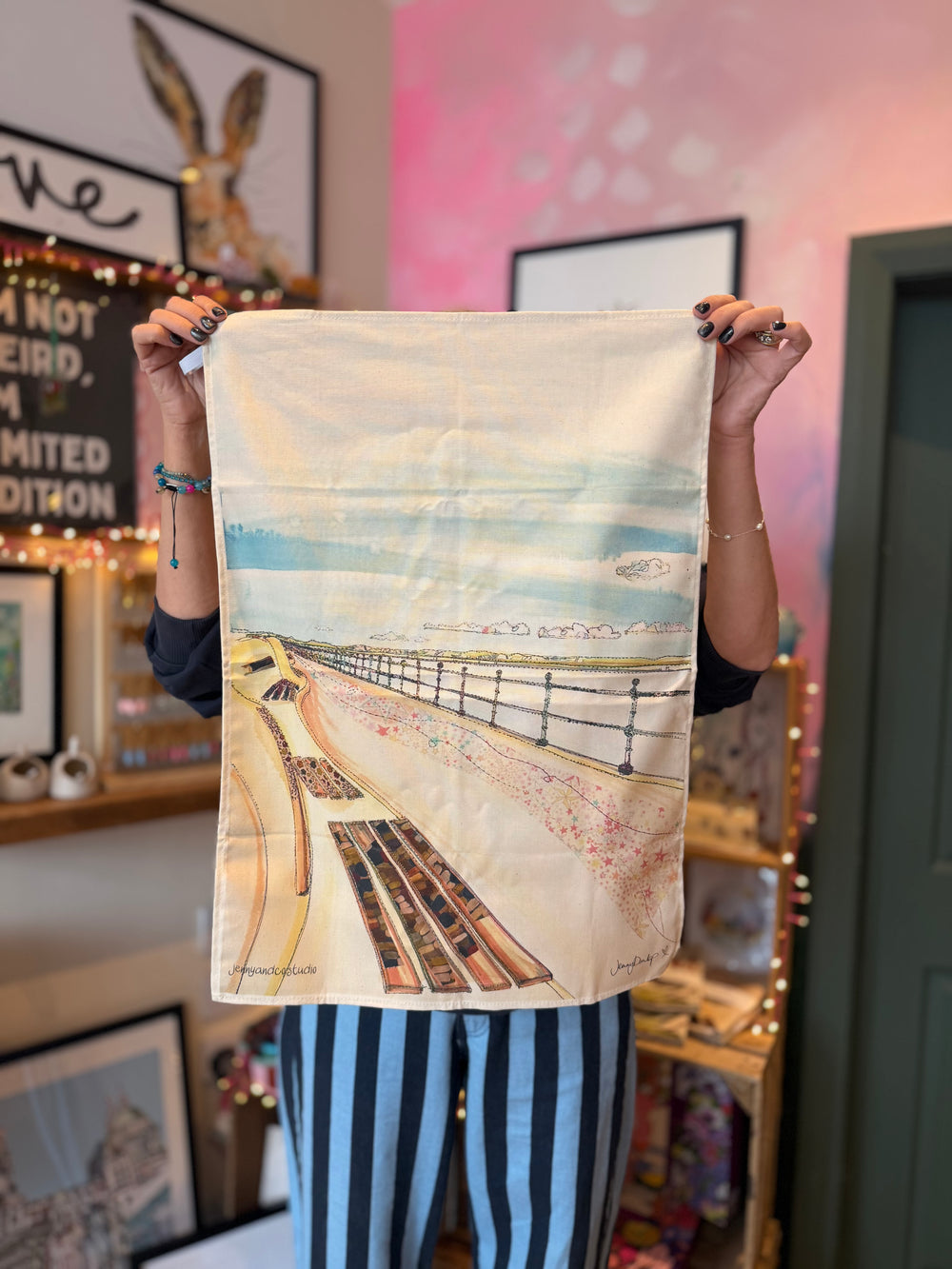 West Kirby Prom organic cotton tea towel by Jenny Dunlop