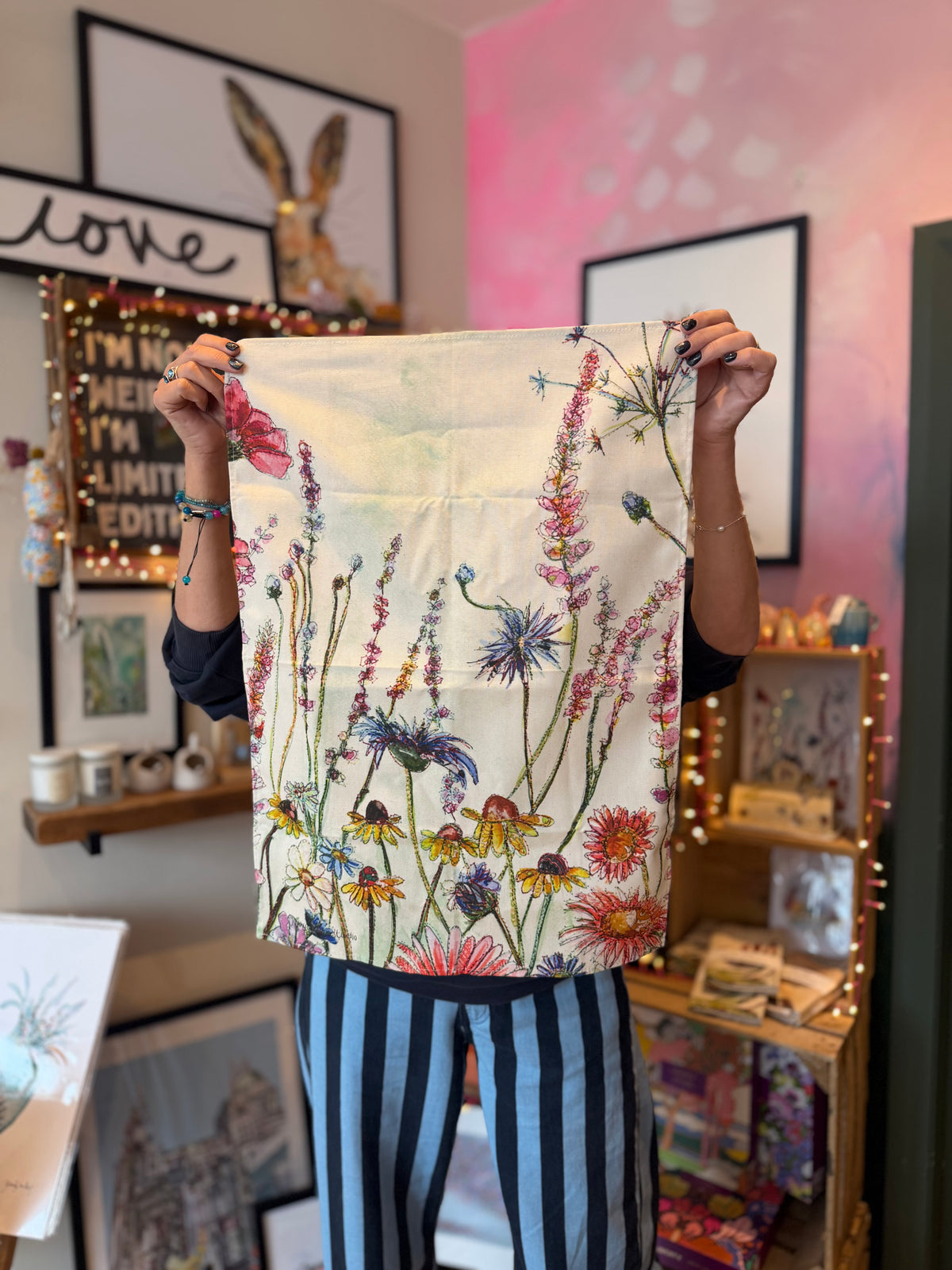Wildflowers organic cotton tea towel by Jenny Dunlop