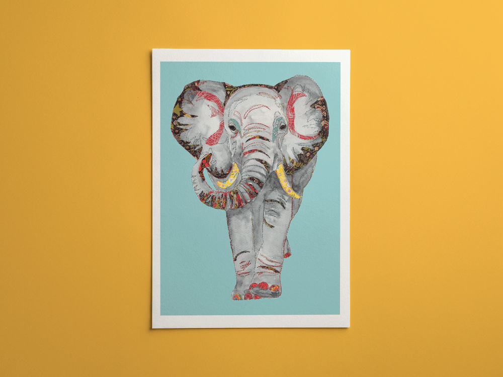 Elephant print, framed on a wall