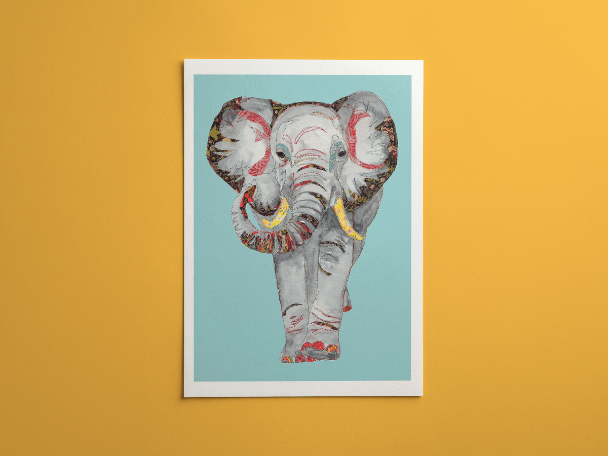Elephant print, framed on a wall