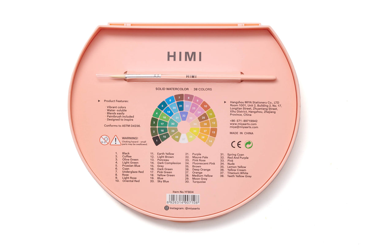 HIMI Solid Watercolour Set 38 In Pans Colours, Pink