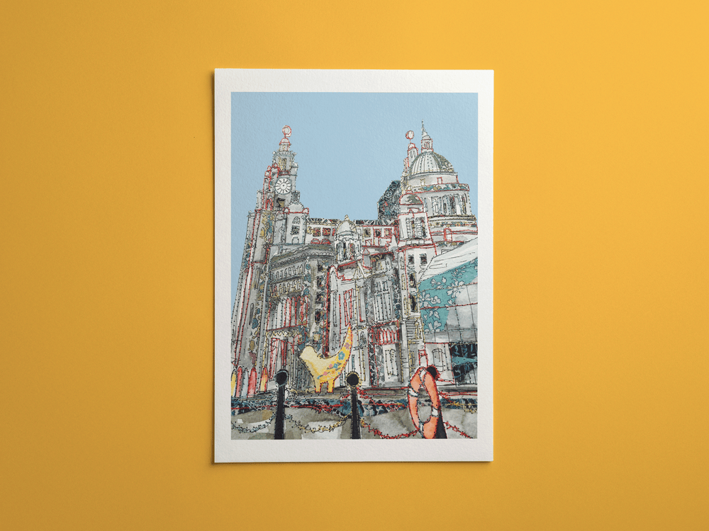 Liverpool Waterfront print, framed on a wall