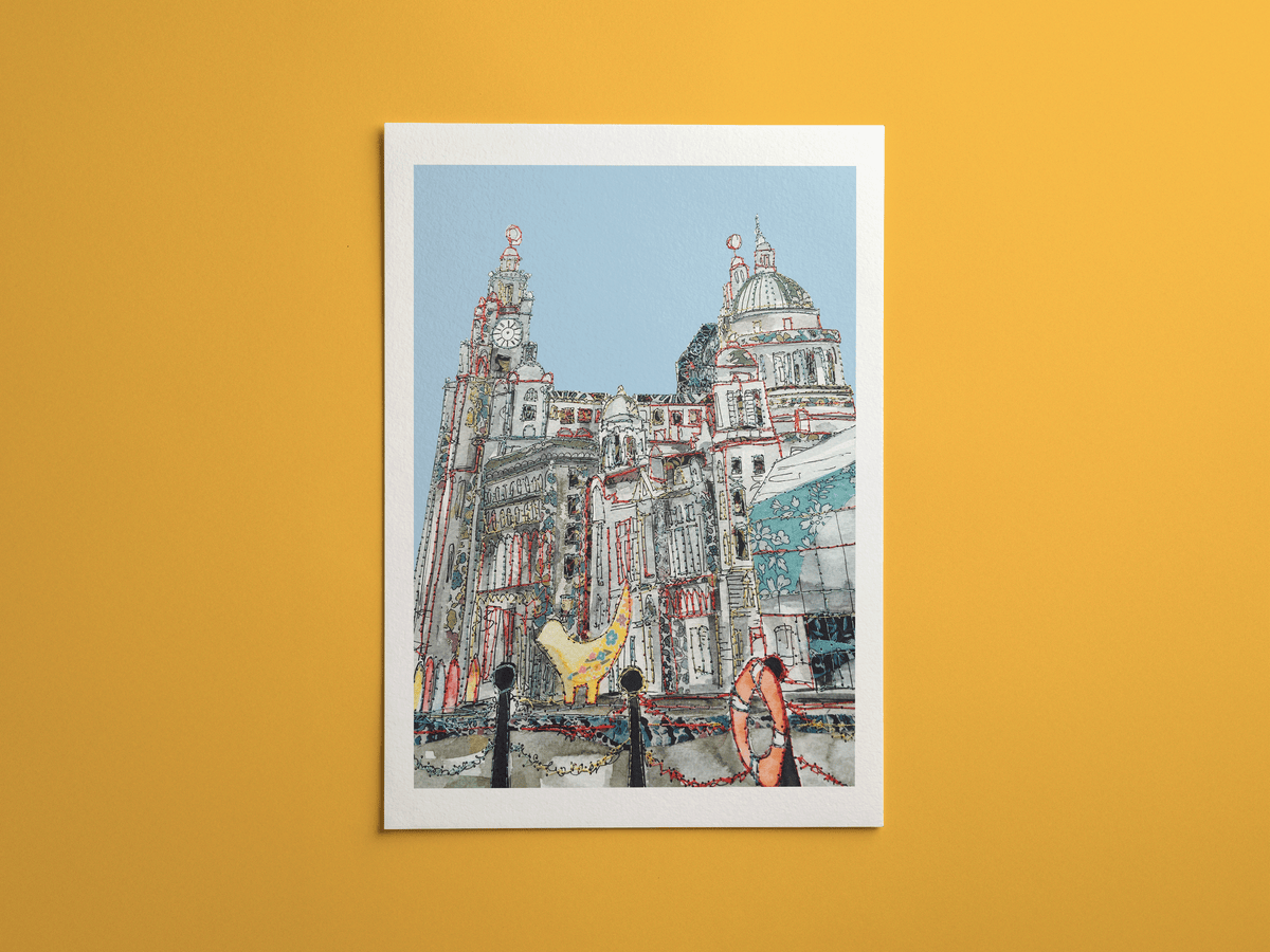 Liverpool Waterfront print, framed on a wall