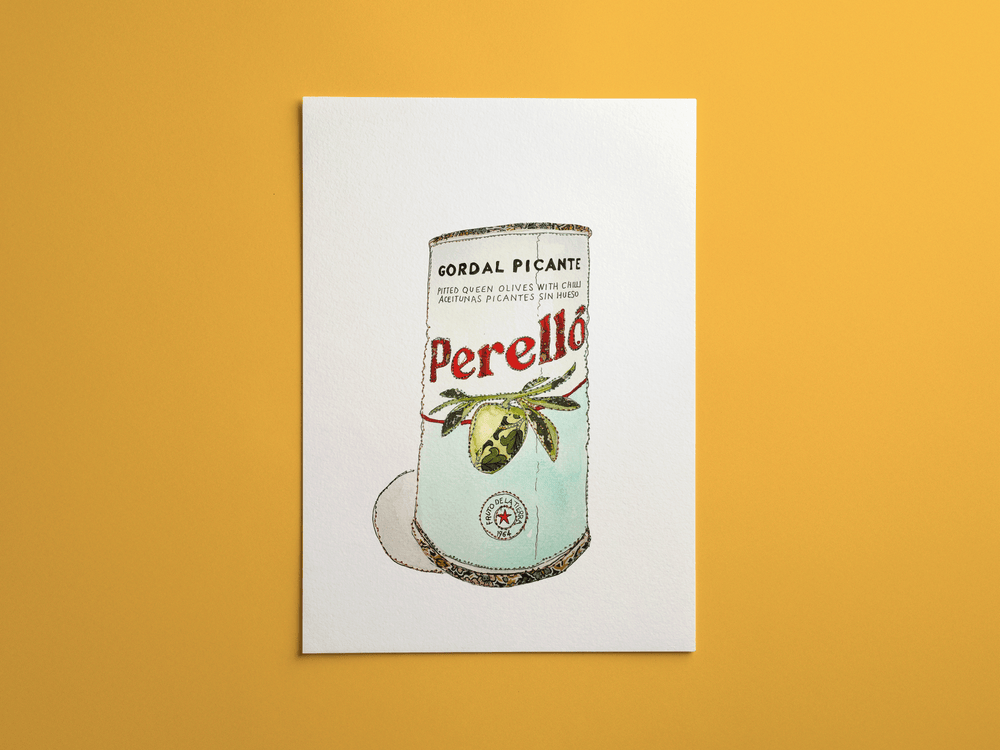 Olives print, framed on a wall