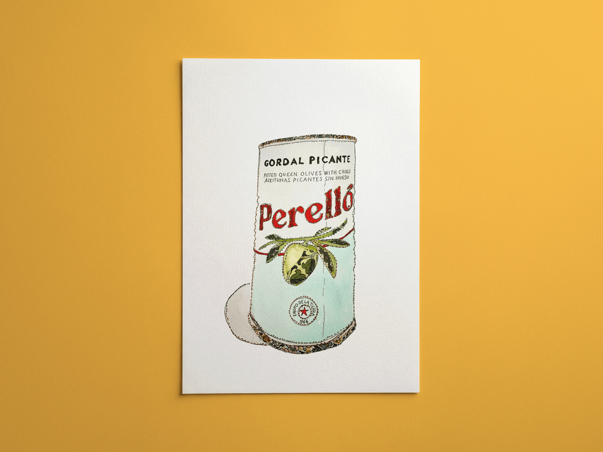 Olives print, framed on a wall