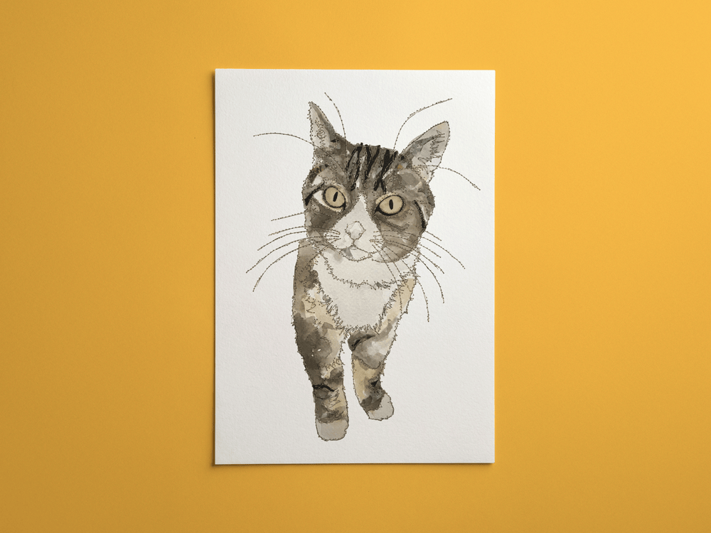 Pat the Cat print, framed on a wall