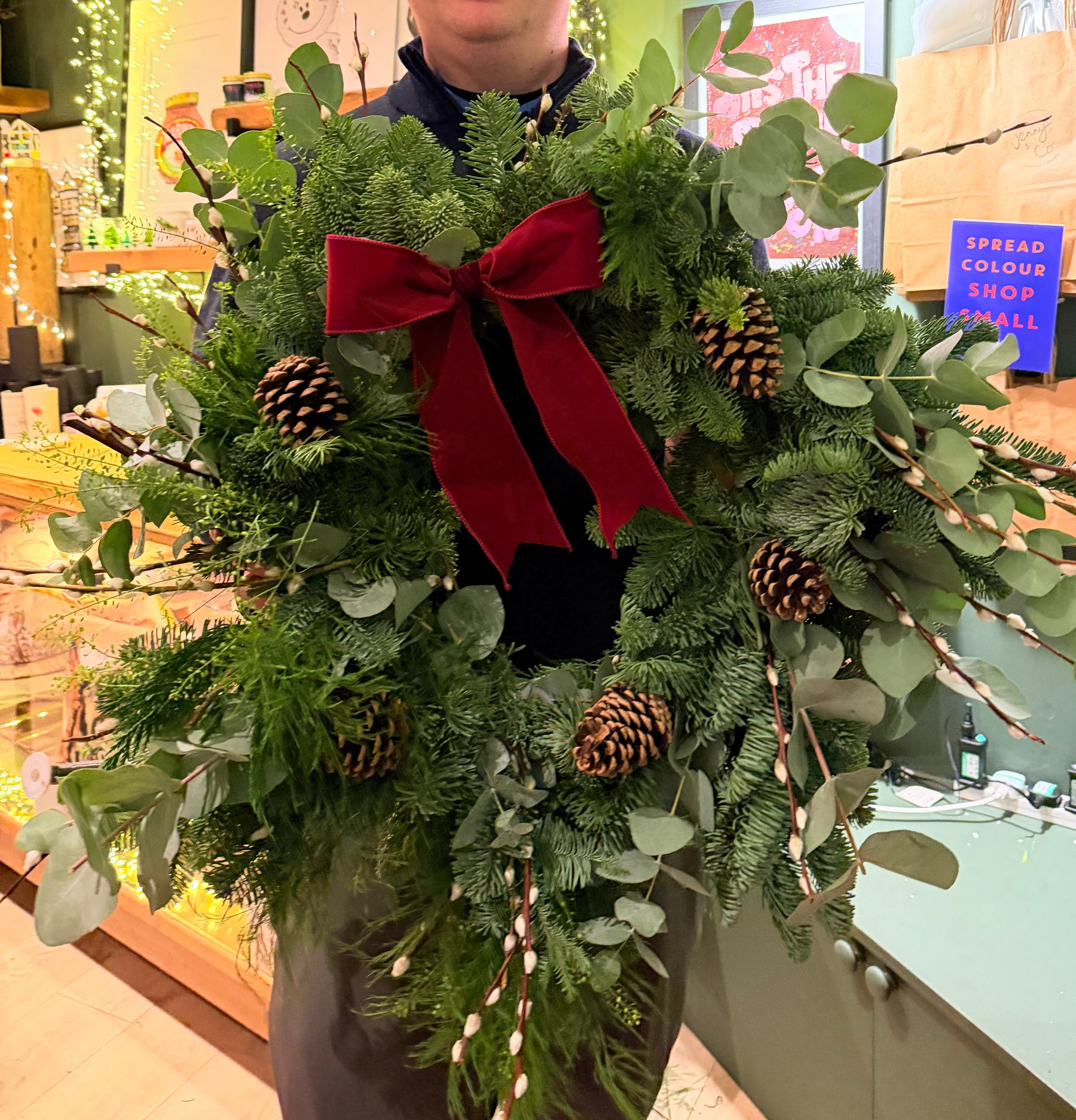 A finished Christmas wreath